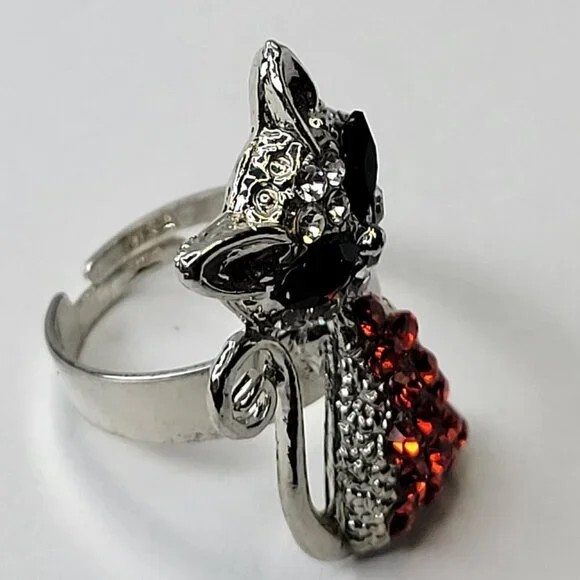 Red Cat Ring Adjustable Band - Picture 4 of 11